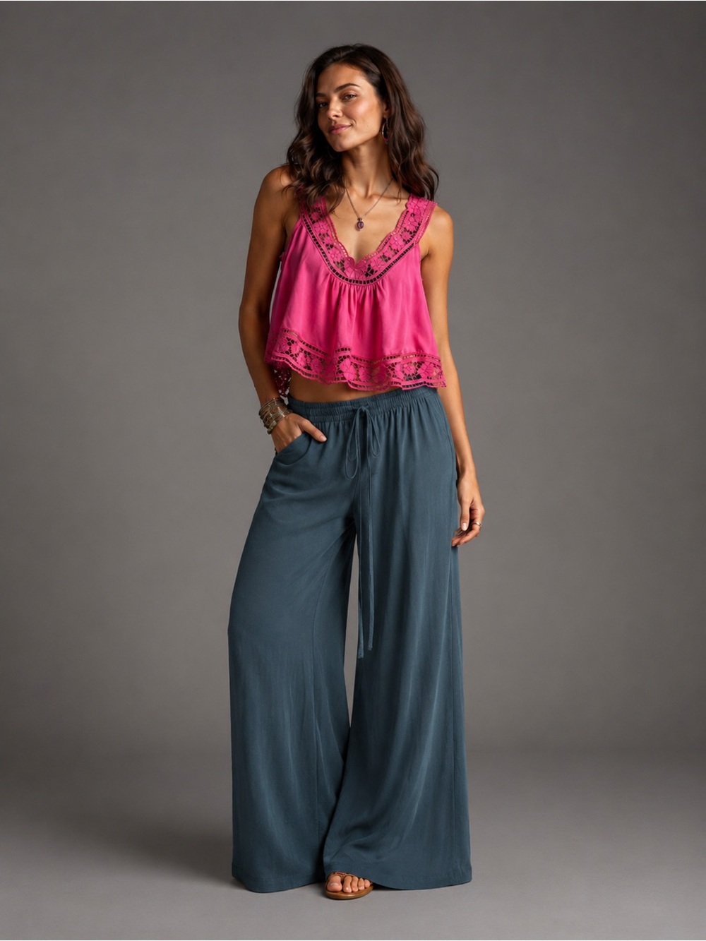 Free People Satin Lace Crop Top